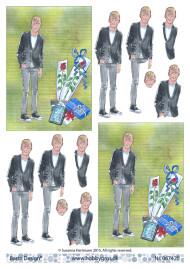 3D ark Konfirmand dreng med gaver og roser