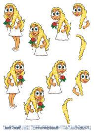 3D ark Barto Konfirmations pige med rose og lyst hår