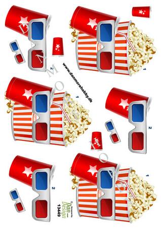 3D ark Dan-design Popcorn med cola og 3d briller