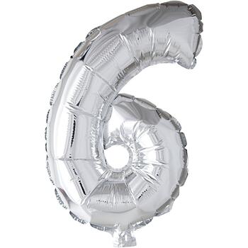 Folieballon som ligner tallet 6