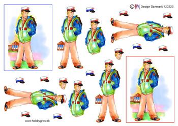 3D Studenter dreng med rygsæk