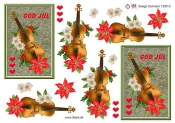 3D ark HM-design violin med blomst