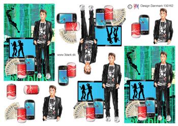 3D ark HM-design Konfirmand dreng med pc, telefon, cola og penge