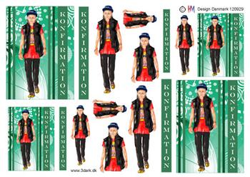 3D ark HM-design Konfirmand dreng med kasket og grøn baggrund