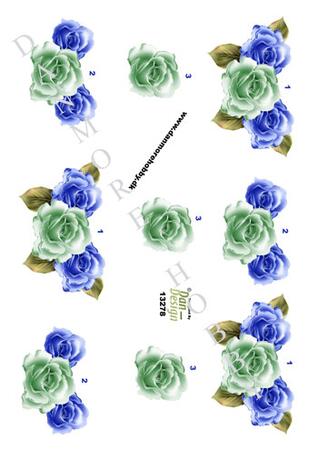 3D ark Dan-design roser i grøn og blå