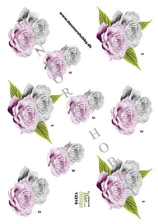 3D ark Dan-design Rose i lys lilla og lyserød