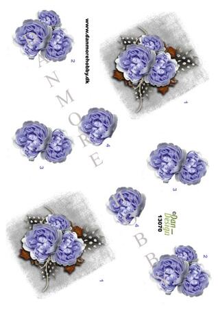 3D ark Dan-design Blå blomst med baggrund og fjer