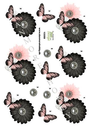 3D ark Dan-design Sommerfugl med blomster