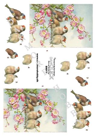3D ark  Dan-design 4 fugle på en blomstergren