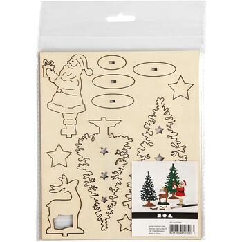 Træfigur julemand og grantræ