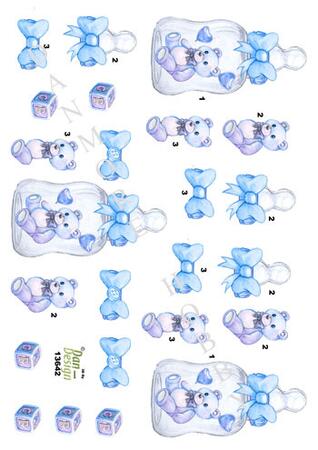 3D ark Dan-design baby bamse i sutteflaske l.blå