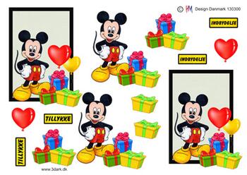 3D HM-design Mickey med balloner