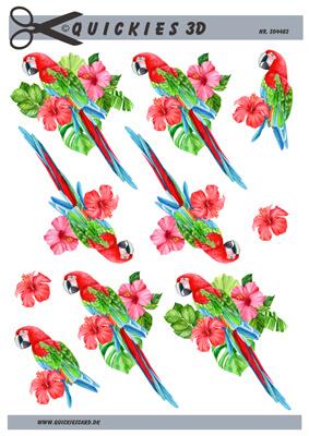 3D ark Quickies papegøje i blomster