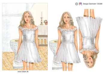3D ark HM-design Konfirmations pige i kirken ved døbefonden