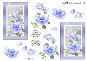 3D ark HM-design dusset blå blomst i ramme