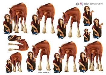 3D ark HM-design pige ved hest