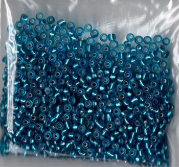 Glasperler 2,5mm l.blå m. sølv kerne