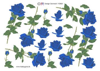 3D ark HM-design Langstilket blå rose