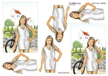 3D ark HM-design Konfirmations pige ved cykel og kirke