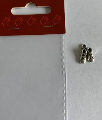 Charms sko til kort, armbånd m.m.  1,4x1,1cm 6stk.
