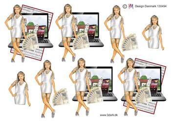 3D ark HM-design Konfirmationspige med pc og penge