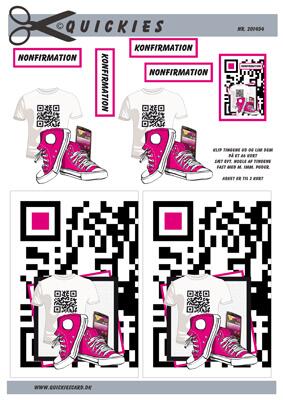 3D ark Quickies T-shirt med QR kode, sko og mobil, pige