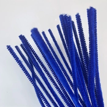 Chenille blå 6mm x 30cm, 25stk.