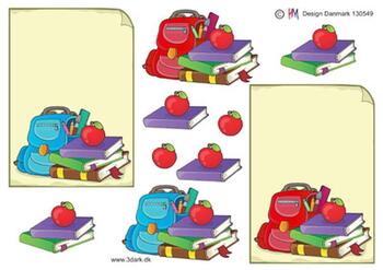 3D ark HM-design skoletaske og bøger