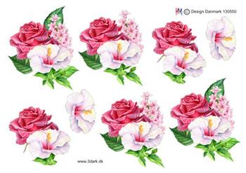 3D ark HM-design blomster i rosa farver