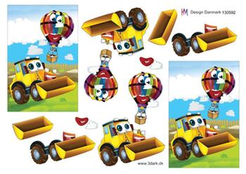 3D ark HM-design Byggemand bob maskine og luftballon