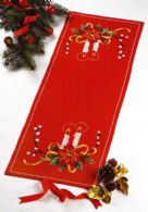 Juleløber Julestjerne på rødt, 35 x 91cm