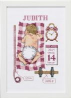Barnedåb, Dåbsminde, rosa, Judith, 21 x 30cm