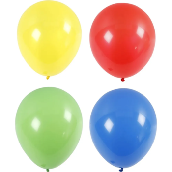 Balloner 4 stk., Kæmpe, Diam. 41 cm, Blå, Grøn, Rød, Gul