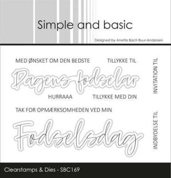 Simple and basic Clearstamp + Dies "Fødselsdag" SBC169