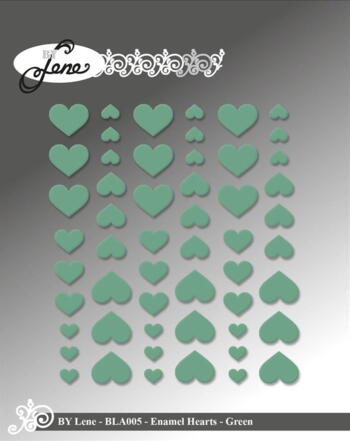 BY Lene Enamel Hearts "Green, grøn - 54pcs" BLA005
