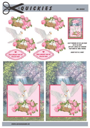 3D ark Quickies Hvide duer ved rede og blomster