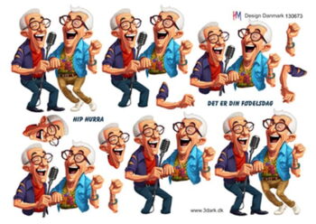 3D ark HM-design Sjove ældre mænd der synger