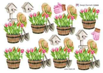 3D ark HM-design Tulipaner og haveredskaber