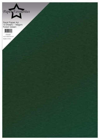 Paper Favourites Pearl Paper 10ark, 140gr. "Forest Green" PFSS309