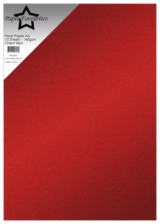 Paper Favourites Pearl Paper 10ark, 140gr. "Orient Red" PFSS308