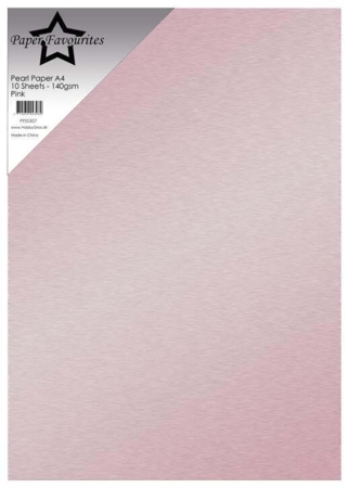 Paper Favourites Pearl Paper 10ark, 140gr. "Pink" PFSS307