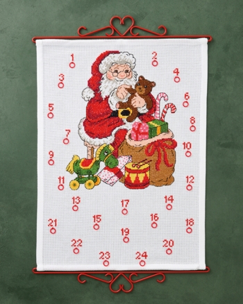 Julekalender Julemand med bamse, 45 x 60cm