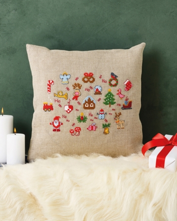 Broderi pude, 40x40cm, juleting, Ho, ho, ho