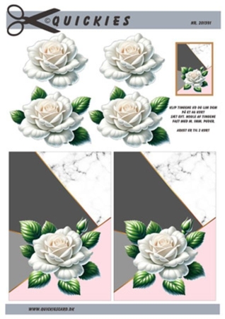 3D ark Quickies Stor hvid rose