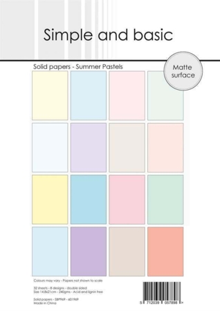 Simple and Basic Design Solid Papers A5 "Summer Pastels" SBP969