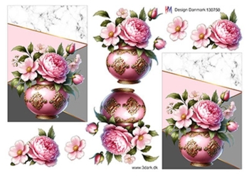 3D ark HM-design Lyserøde blomster i vase