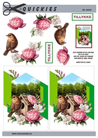 3D ark Quickies Blomster og fugl