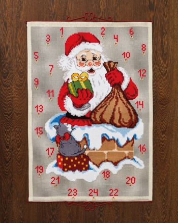 broderi julekalender 80x115cm, Julemand i skorsten