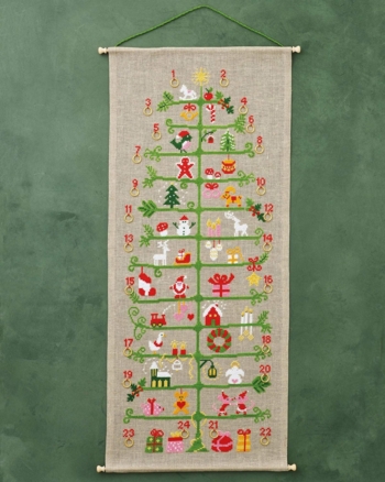 broderi julekalender 39x89cm, Træet