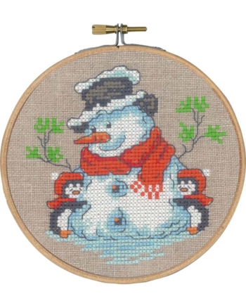 broderi juleophæng, Ø13cm, Pingviner & snemænd